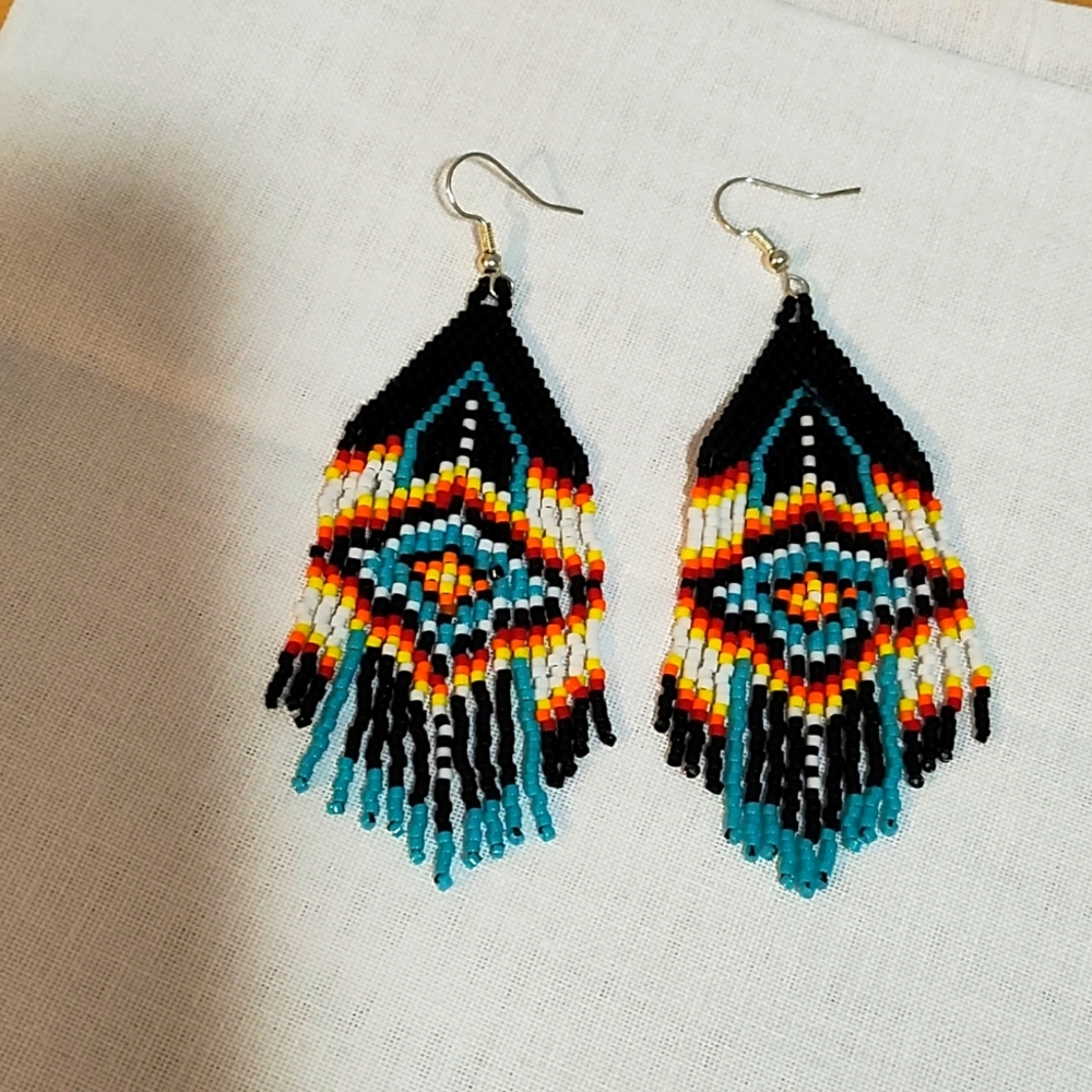 Handmade beaded Native American style earrings